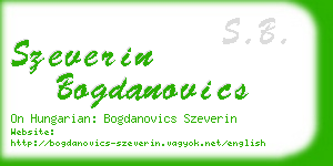 szeverin bogdanovics business card